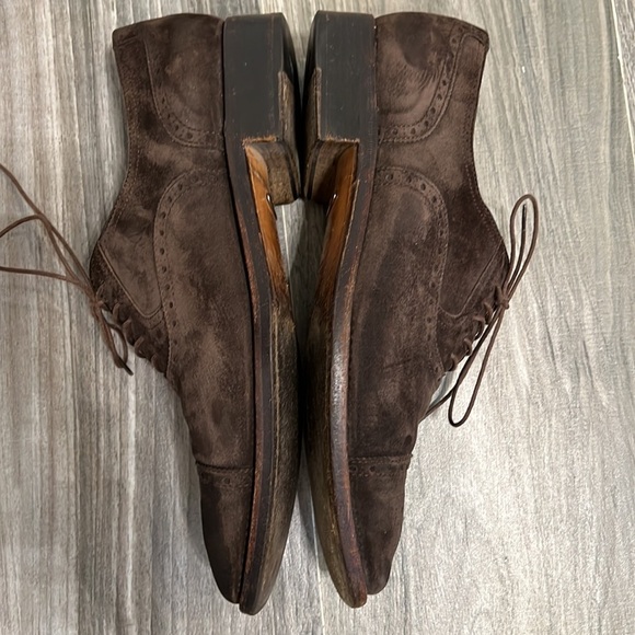 Salvatore Ferragamo Tramezza Brown Suede Cap Toe Derby Shoes - Picture 4 of 10